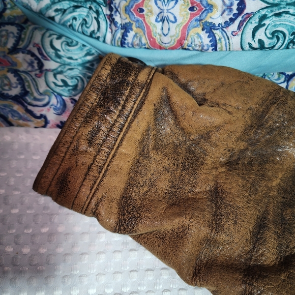 ADAM SPENCER GUC MENS SZ 44 DISTRESSED LEATHER MOTO JACKET - Picture 3 of 14